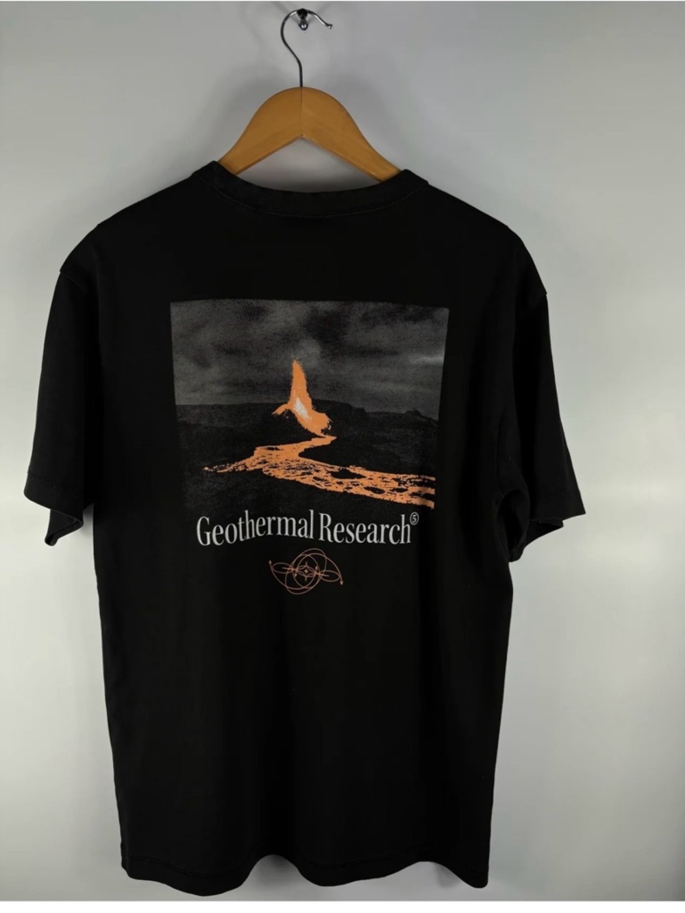 H&M Tee Shirt Mens Sz S Black Relaxed Baggy Geothermal Reaearch Short Sleeve